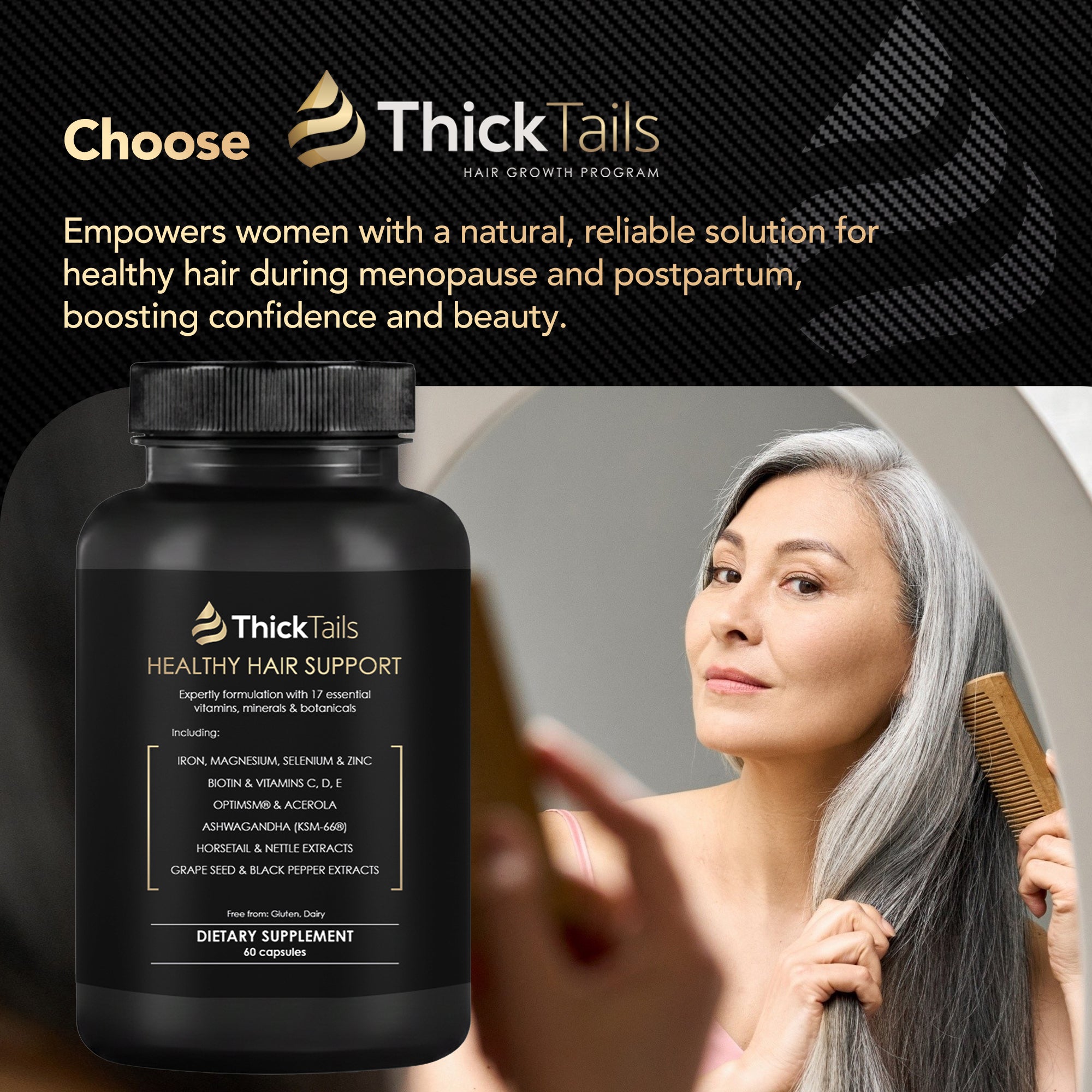 ThickTails Hair Growth & Strengthening Vitamins | 60 Capsules | One Month Supply