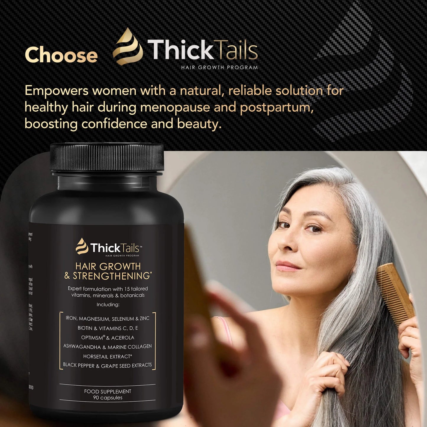 ThickTails Hair Growth & Strengthening Vitamins | 90 Capsules | One Month Supply